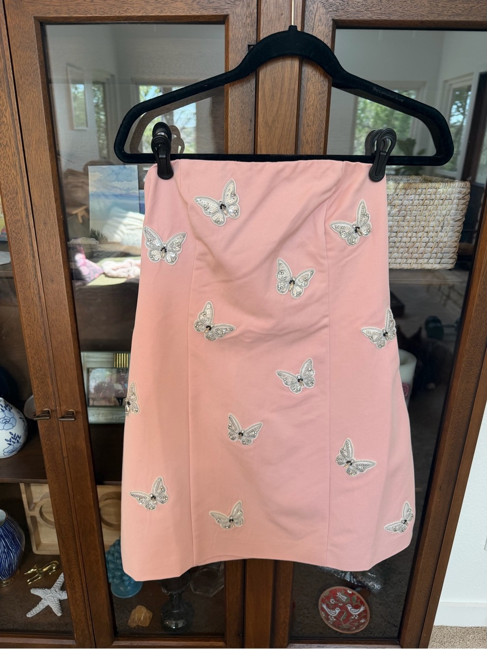 Anthropologie Pink Butterfly Embellished Women's Dress